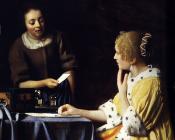约翰尼斯维米尔 - Mistress and Maid (Lady with Her Maidservant Holding a Letter)